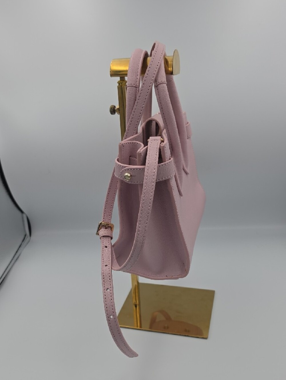 Furla Light Baby Pink Saffiano Small Satchel W Top Handles Gold Hardware (EUC)๐ - Picture 5 of 11
